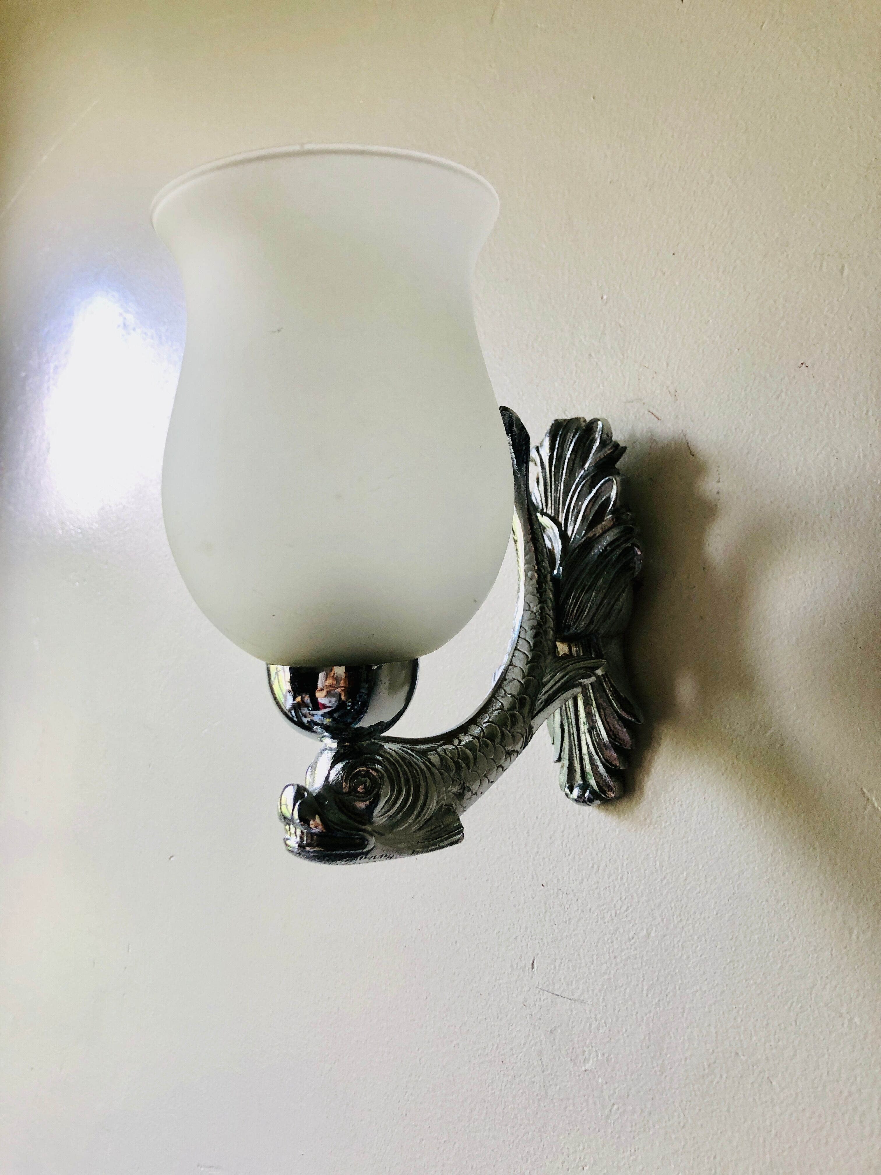 Pair of dolphin wall lamps 1950