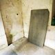 Old bistro table – cast iron legs and natural slate top