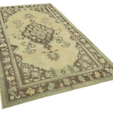 1970s handwoven vintage anatolian beige carpet 155 cm x 266 cm