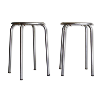 Pair of metal stools and formica 60s