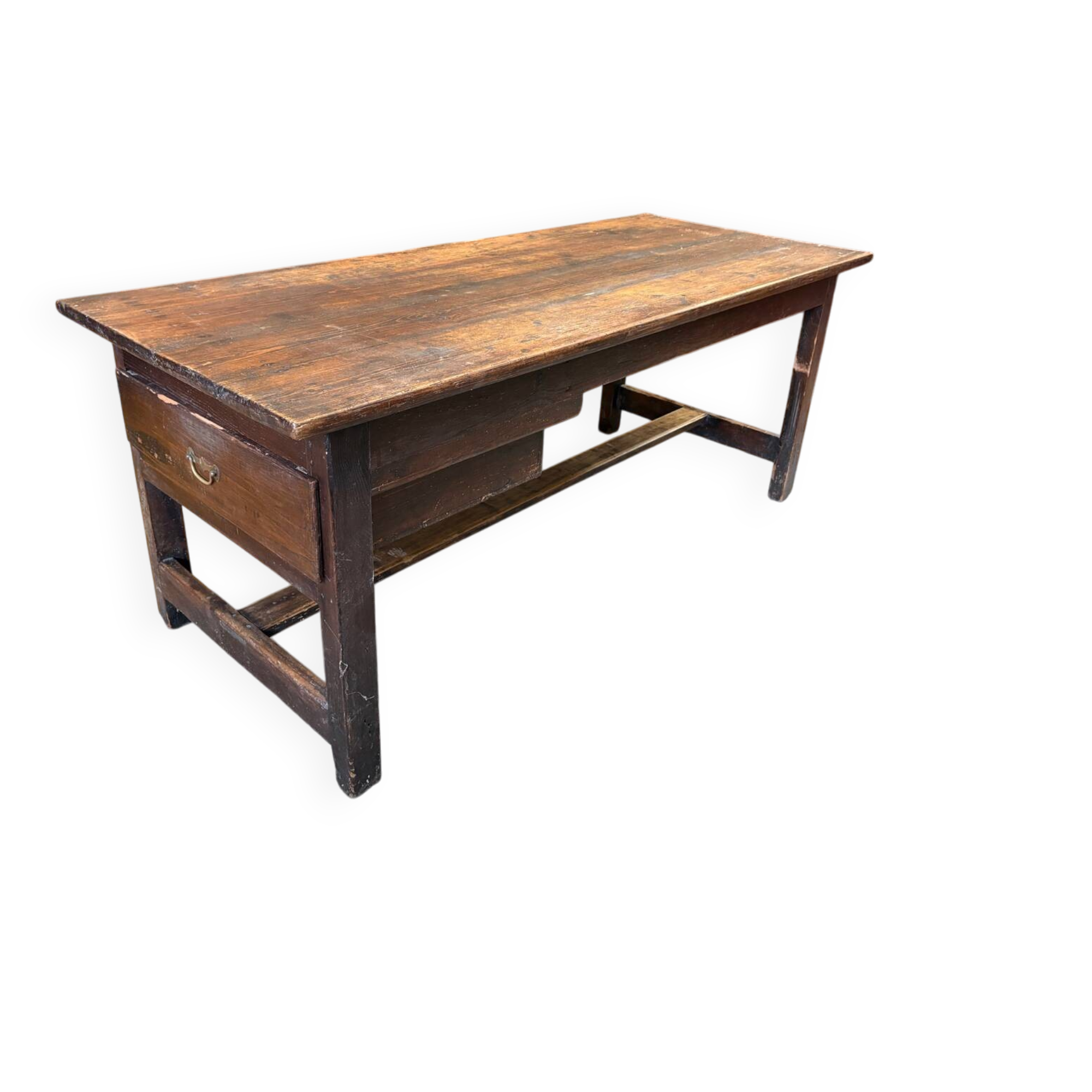 Old farmhouse table in solid wood with drawer – 182×76 cm –