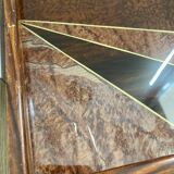 Duo of vintage wooden trays marked art deco