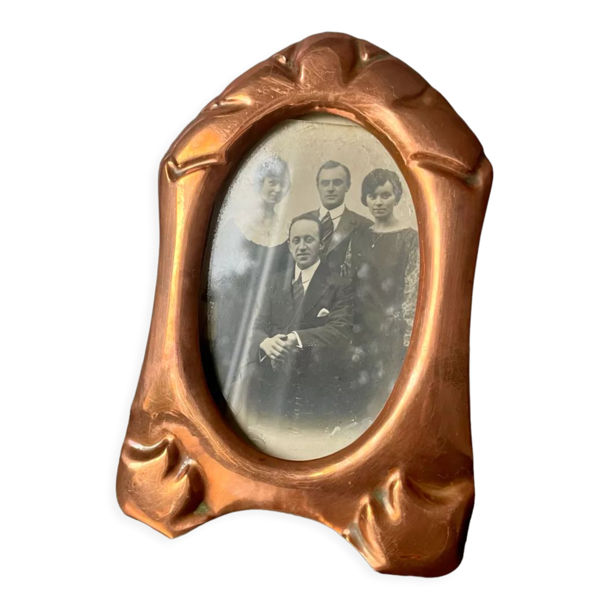 Art nouveau copper and metal photo frame