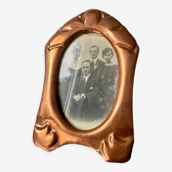 Art nouveau copper and metal photo frame