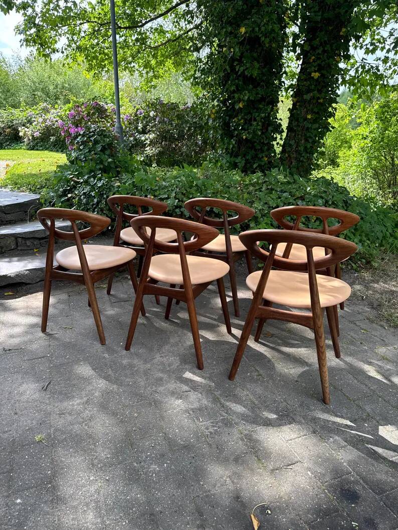 Ensemble de 6 chaises en teck par Ejvind A. Johansson - Modèle 84, Danemark, 1961