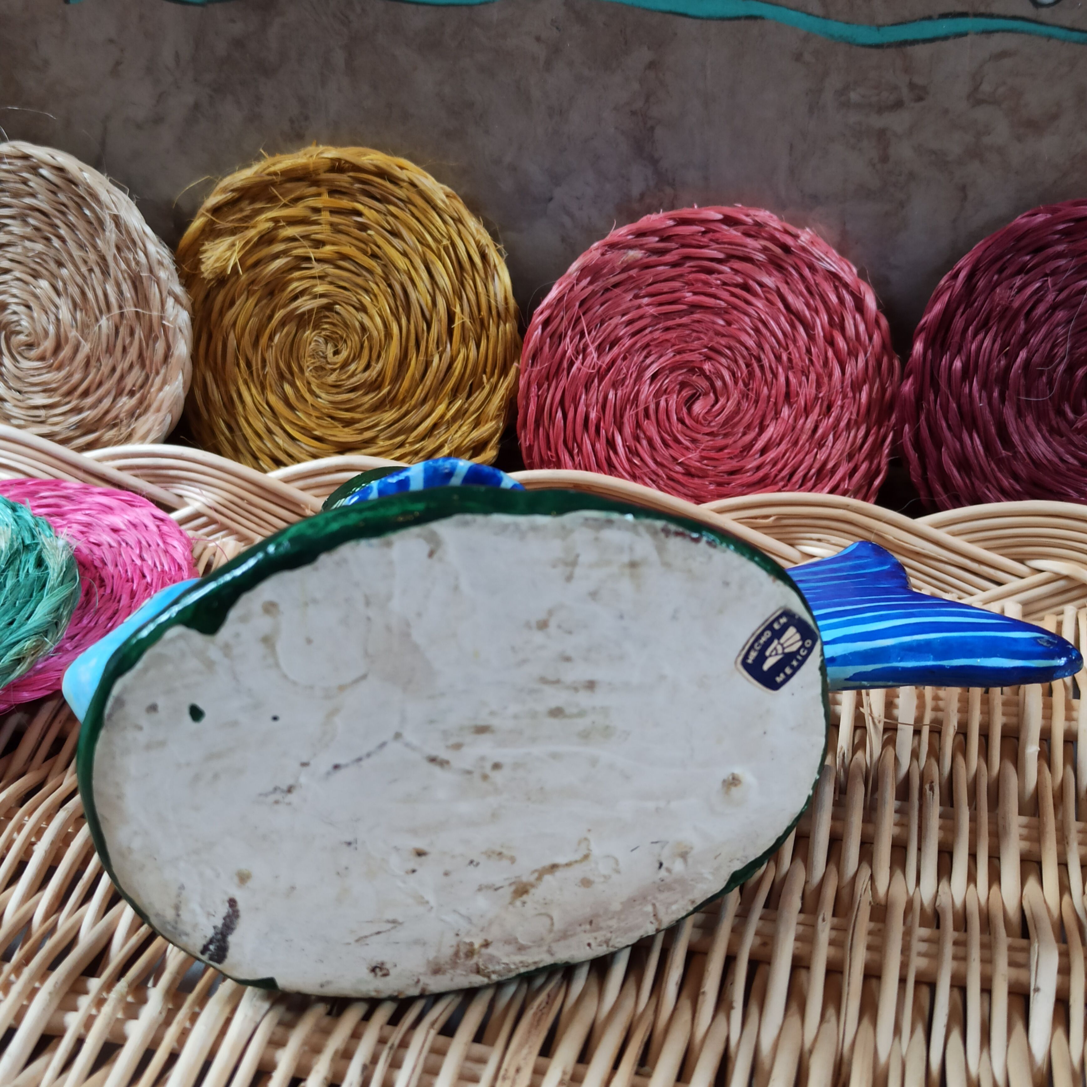 Candle holder vintage fish art from Mexico