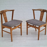Danish design 70s, pair of dining chairs, solid oak