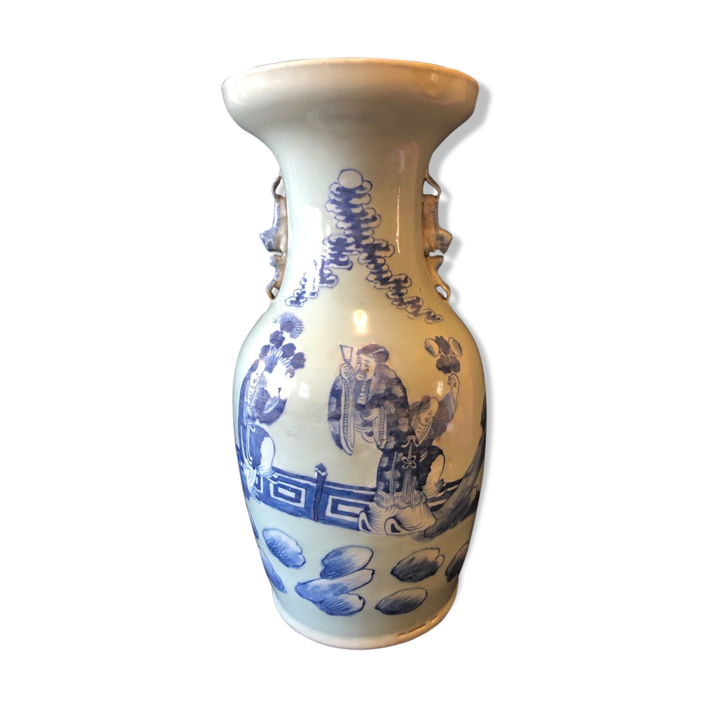 China white porcelain baluster vases under covered 19th century celadon 42.8 cm