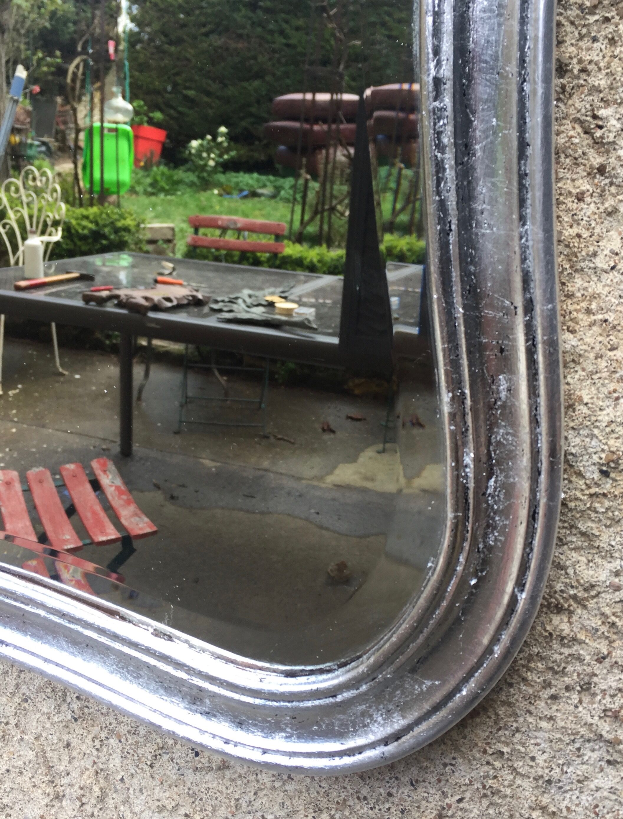 Mirror carved silver 81 x 46 cm