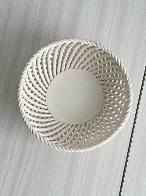 Antique twisted white porcelain basket
