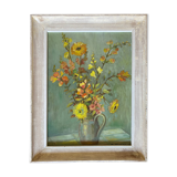 HSP painting "vase with bouquet of flowers" signed O. Olivier + frame