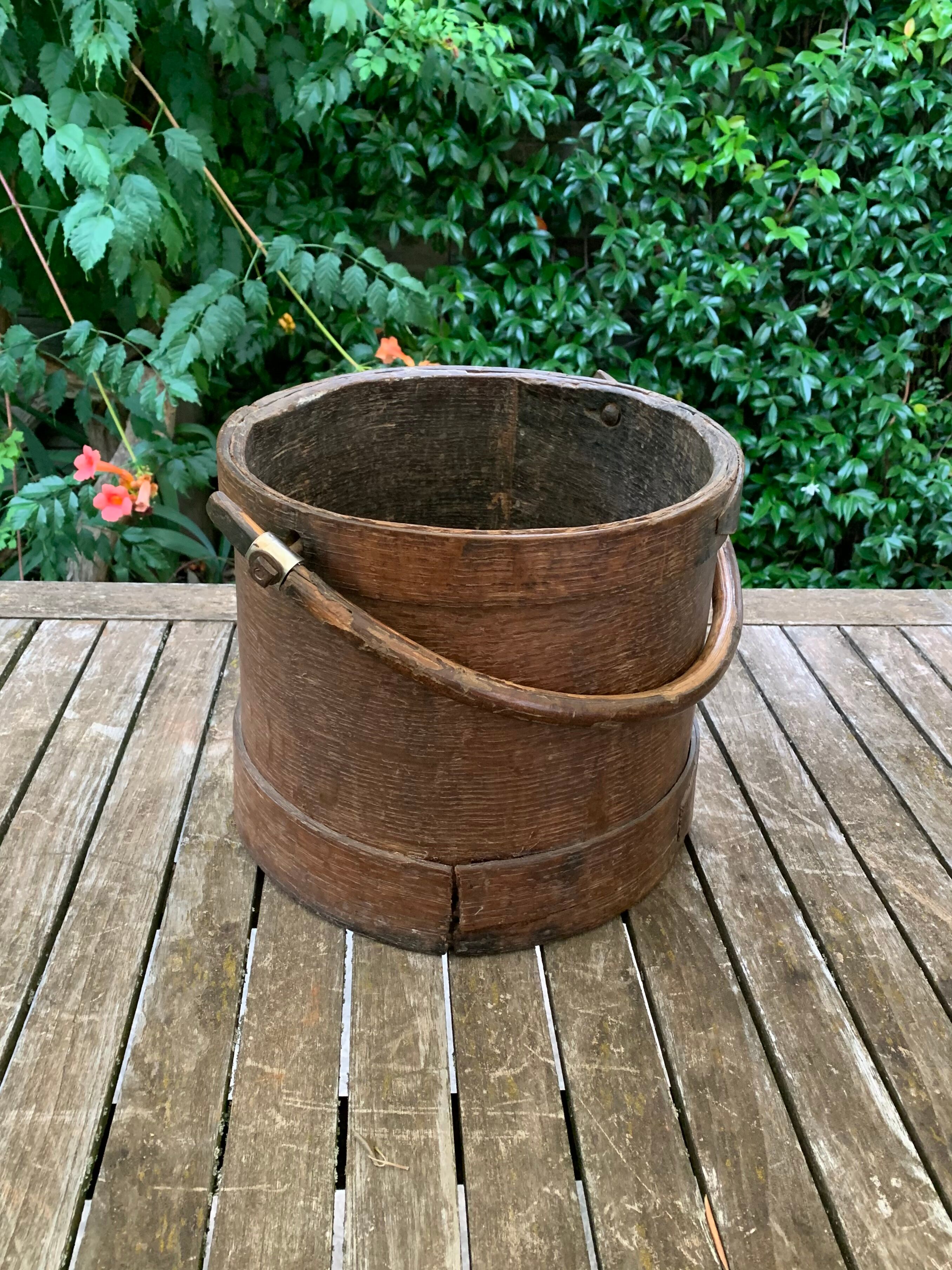 Old wooden bucket
