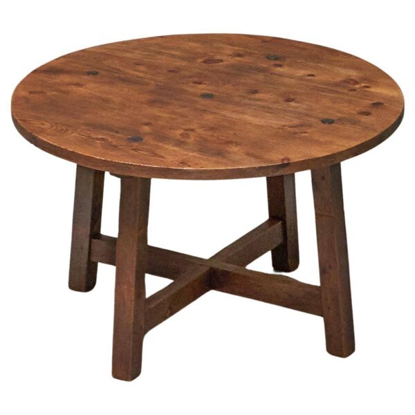 Table à manger ou table centrale espagnole en bois massif et fer forgé milieu 20e siècle