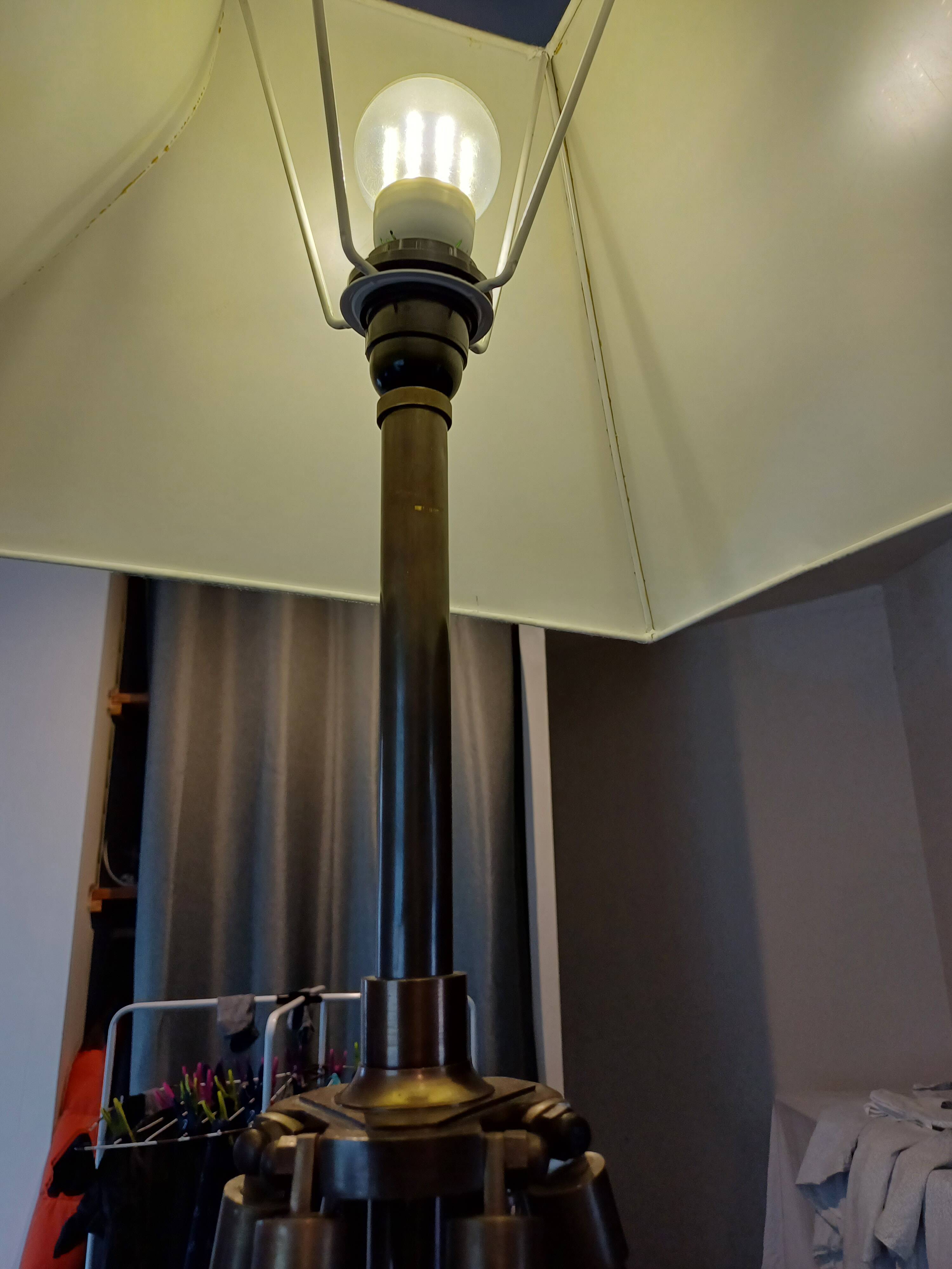 Geometric Tripod Lamp Wood and Brass