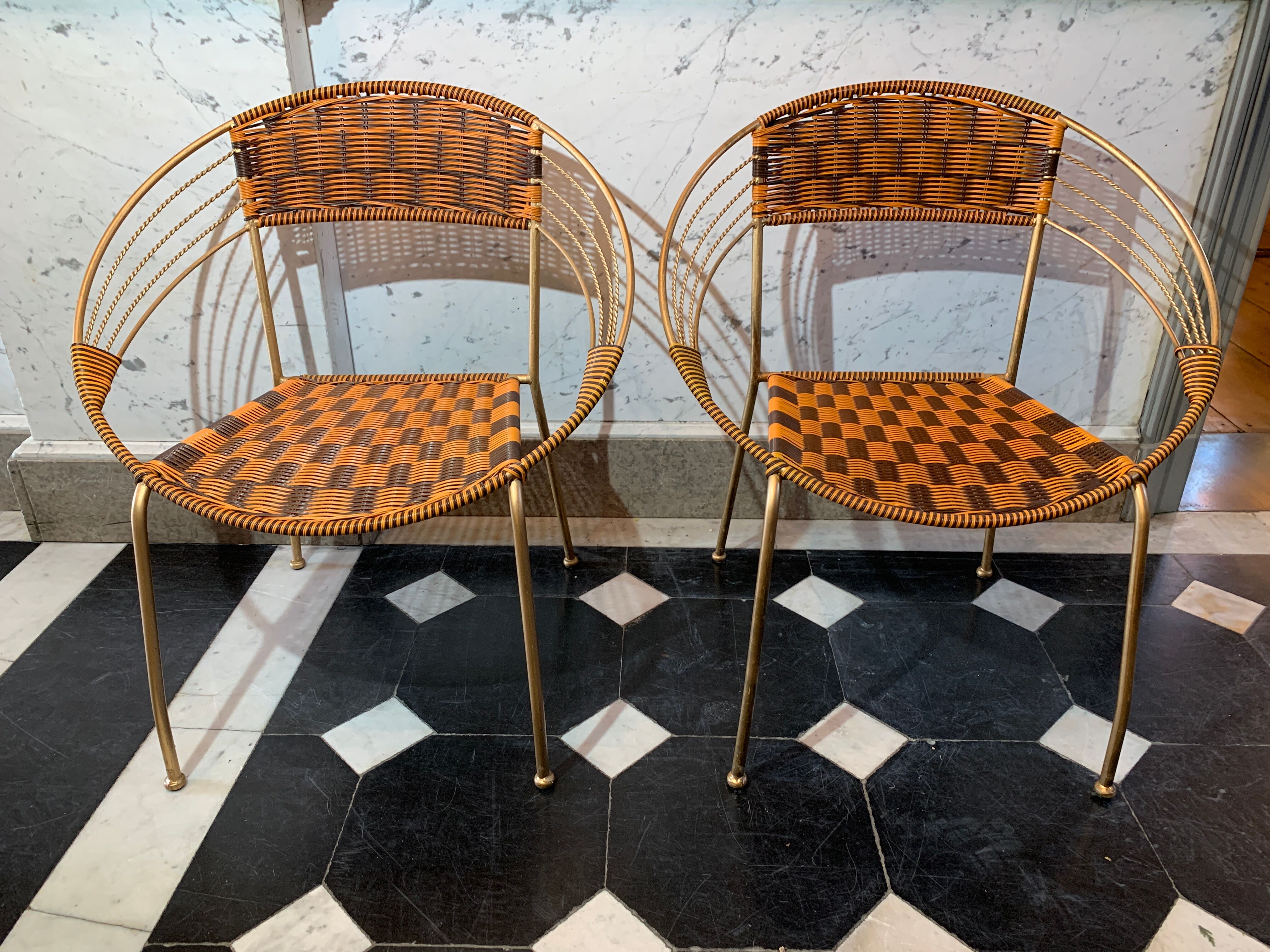 Series of 6 garden armchairs and patio Scoubidou', Italian Vintage Design 1950s