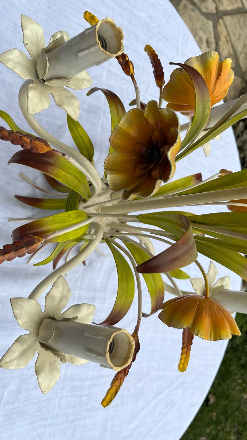 White metal chandelier Italy 60s/70s