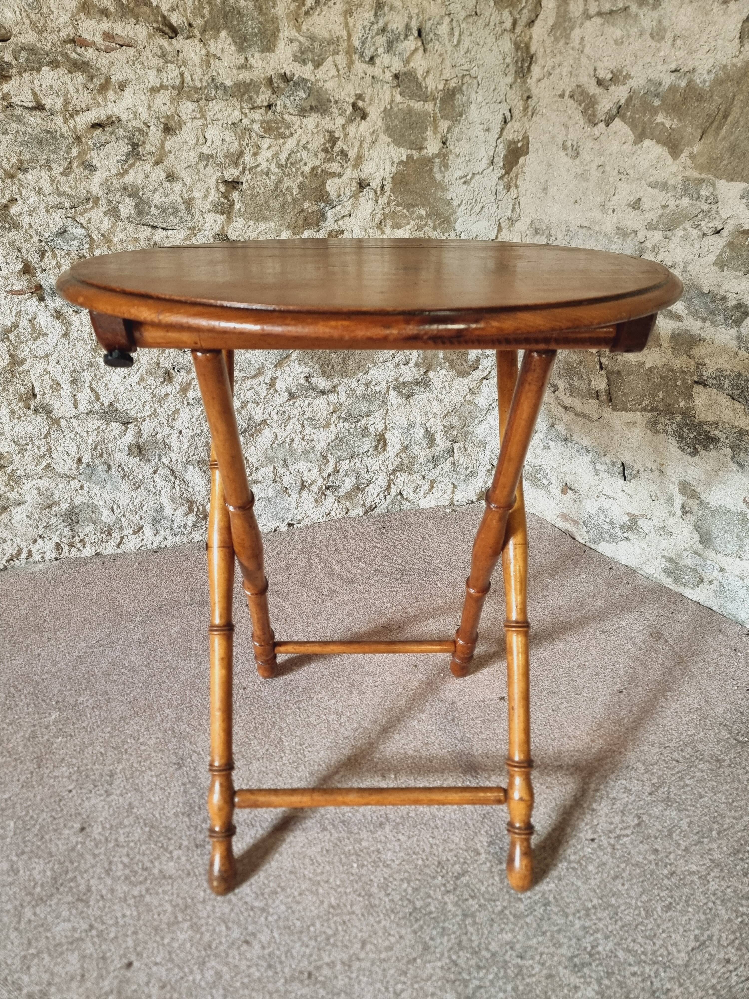 Faux Bamboo Folding Winemaker's Table - 1930s, Pine and Beech