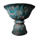 Diabolo shaped cut in blue glazed ceramic