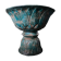 Diabolo shaped cut in blue glazed ceramic