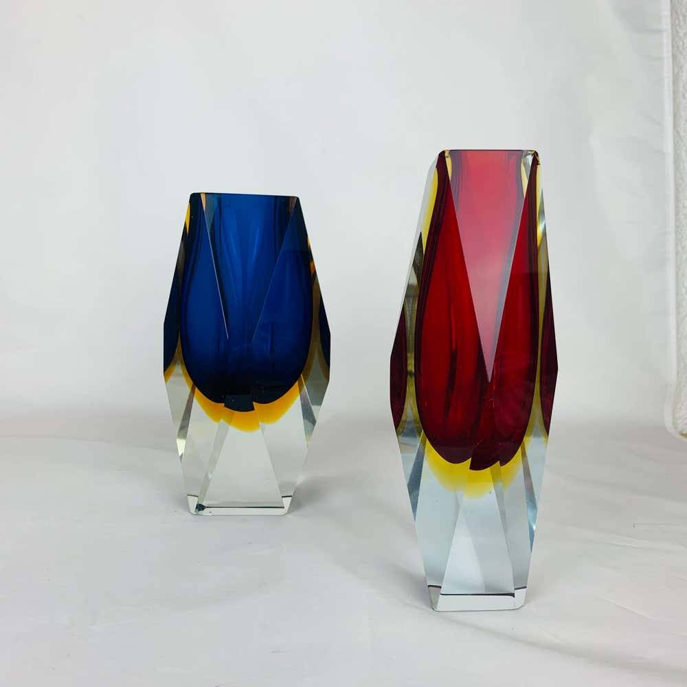 Pair of Sommerso Murano vases by Alessandro Mandruzzato