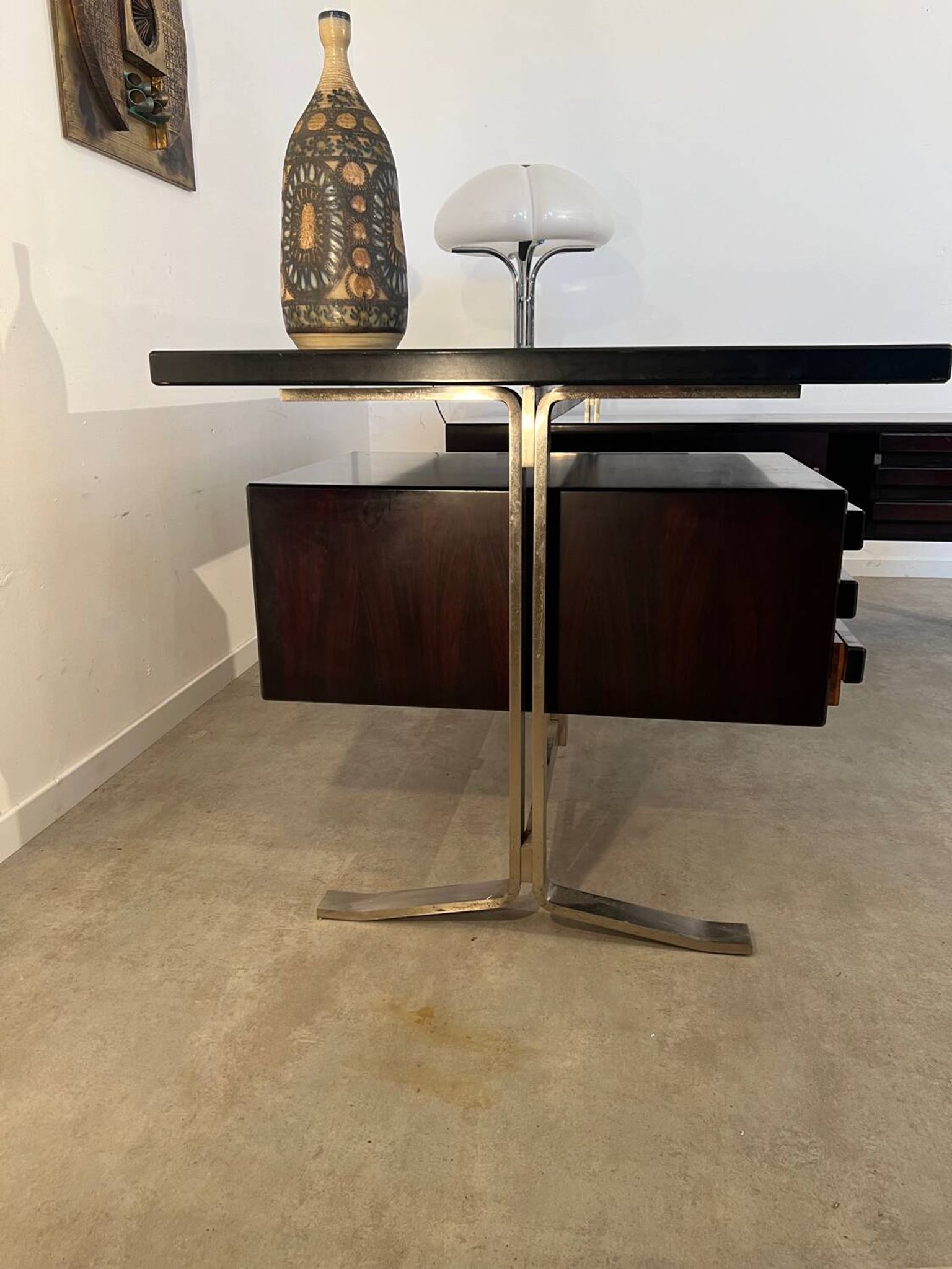 Vintage president corner desk in rosewood design by Gianni Moscatelli vintage