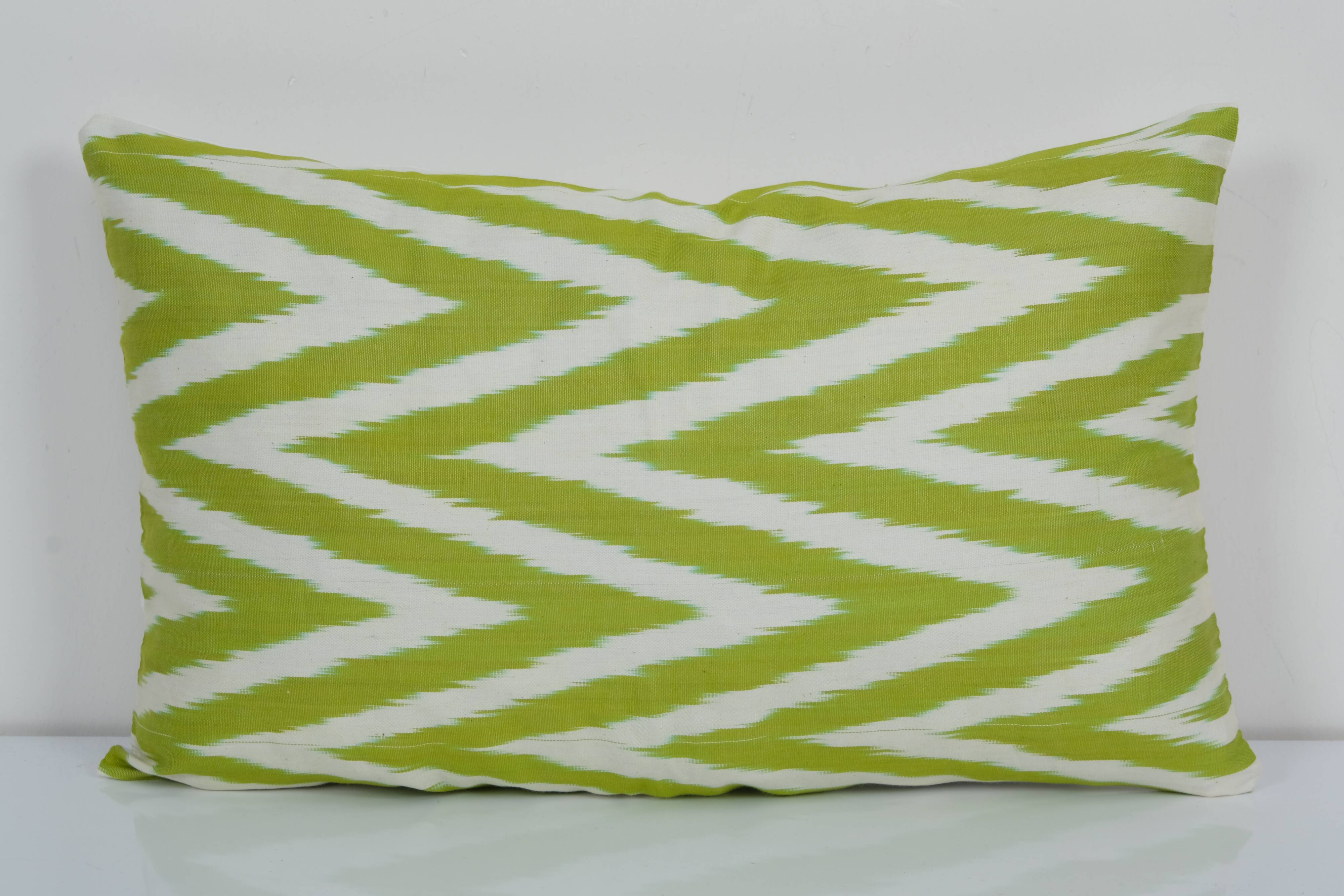 12" x 20" yellow ikat pillow cover, accent pillow ikat fabric central asian tajik ikat