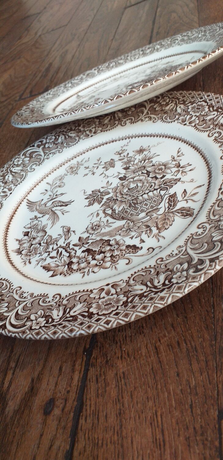 2 plates brown English Ironstone
