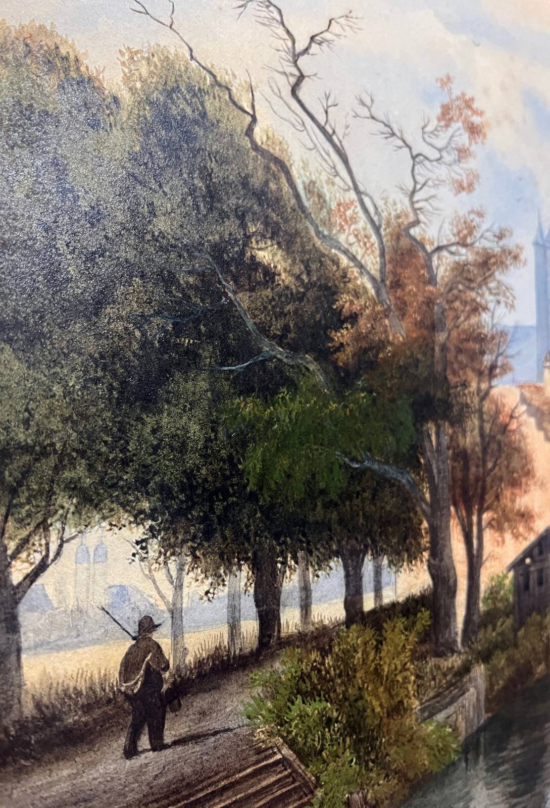 Large Watercolour Table XIX Century Tanneries District (Rouen?)