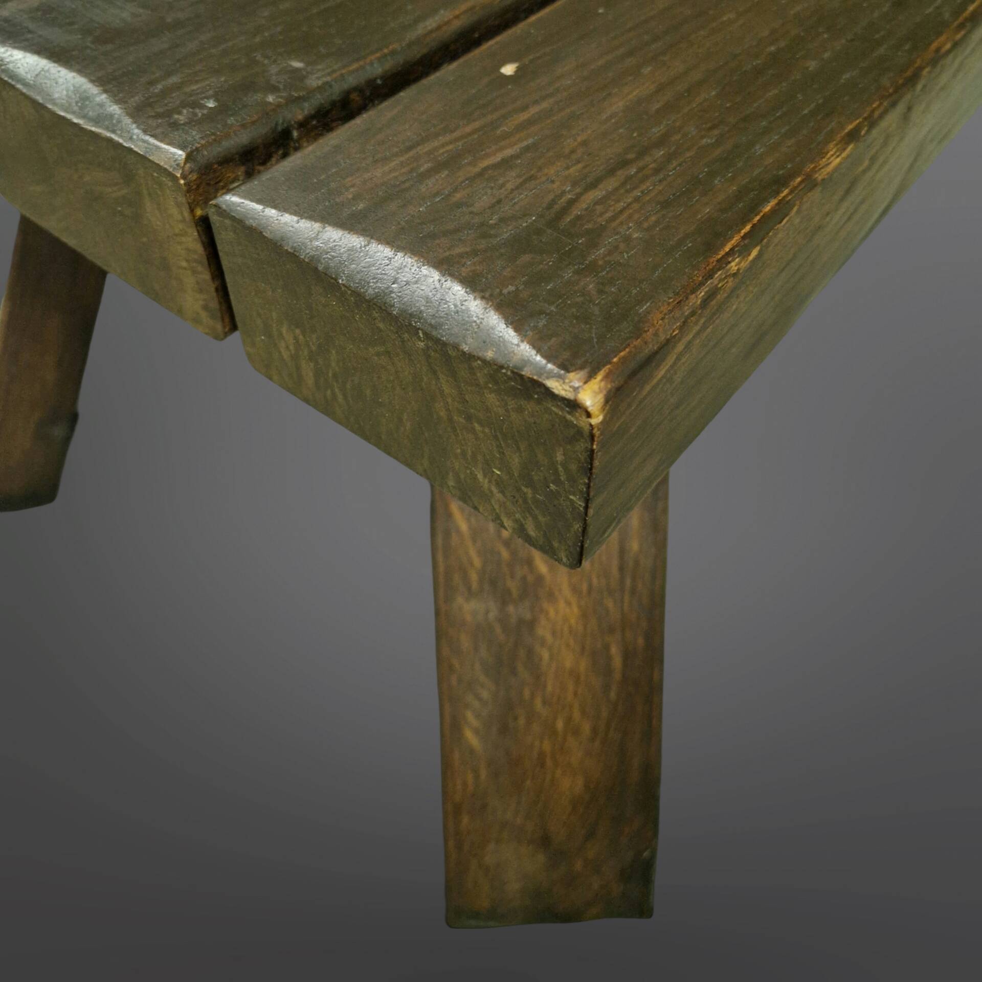 Brutalist slatted solid wood bench, Netherlands 1970s