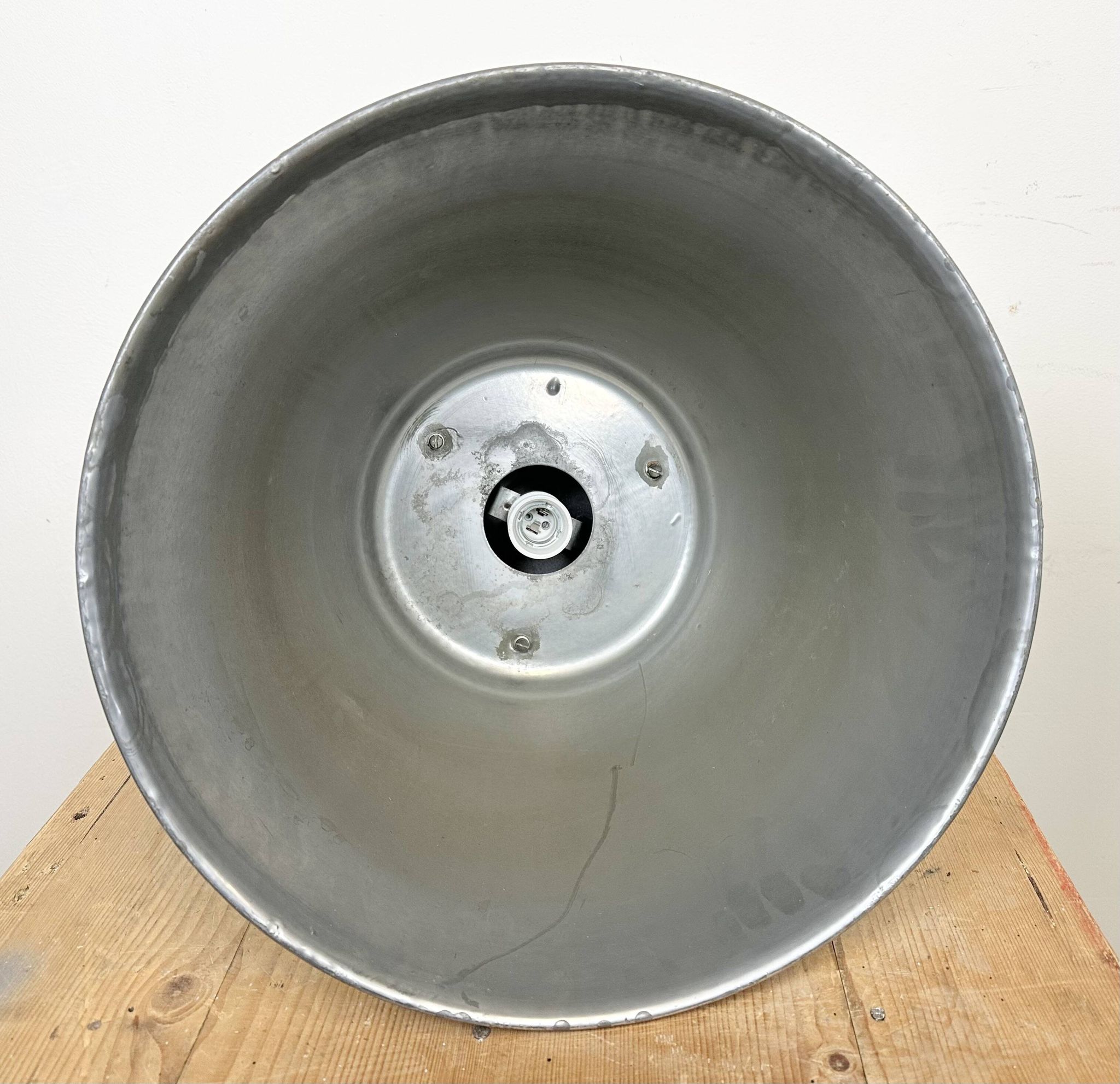 Vintage Silver Industrial Factory Pendant Lamp from Elektrosviti, 1960s