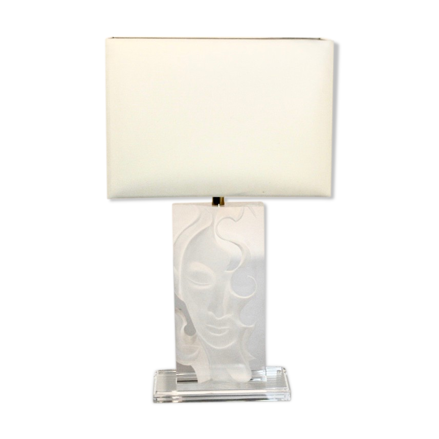 Extraordinary Mid-Century Modern Buddha Lucite and Brass Table Lamp, 1970s