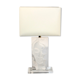 Extraordinary Mid-Century Modern Buddha Lucite and Brass Table Lamp, 1970s