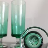 3 flutes Cavalier Luminarc emerald green vintage