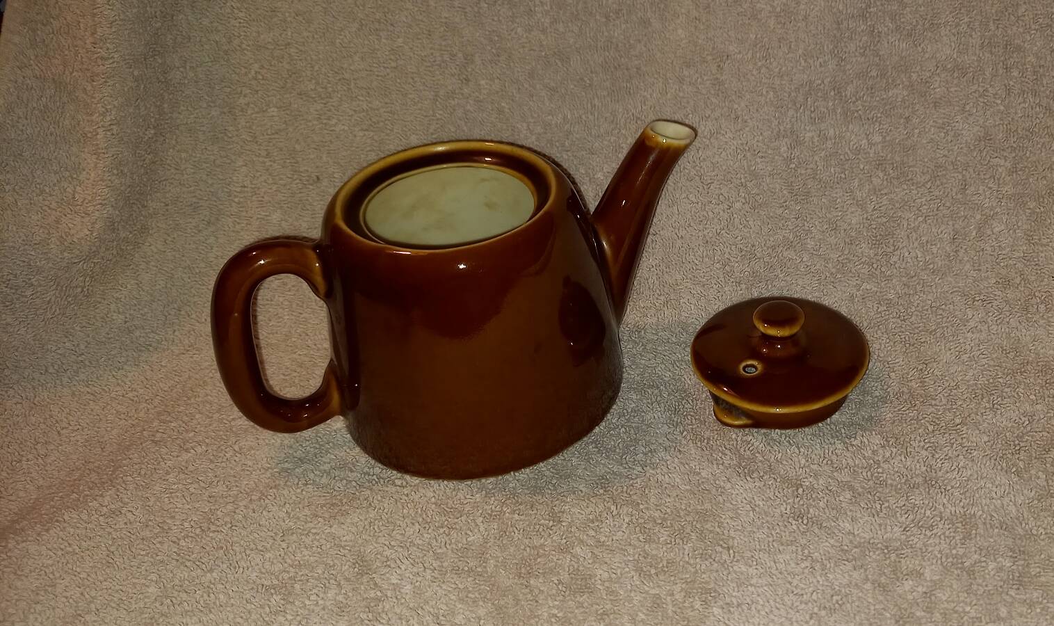 1960s vintage chocolate brown glazed ceramic teapot
