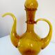 Blown glass carafe from Biot, amber, bubbled, vintage 70s
