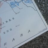 Old poster-school map Rossignol year 50 Tunisia, Algeria