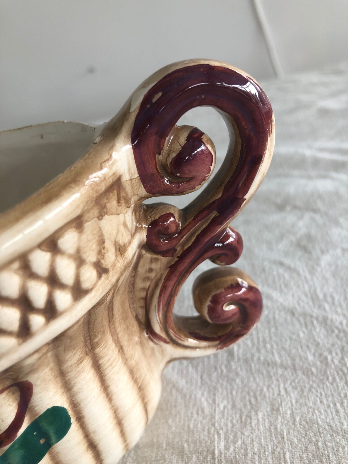 Small pot cover / oval flower pot in Italian ceramic