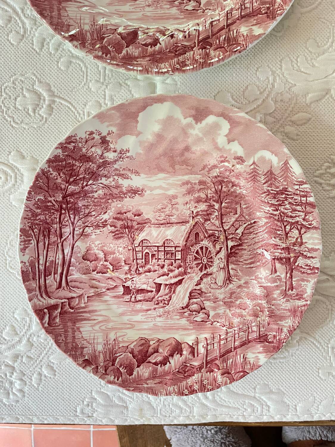 6 English Dinner Plates Alfred Meakin The Mill Staffordshire Diam 25 Cm