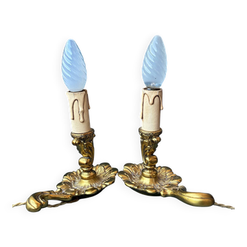 Paire de lampe en bronze style Louis XV