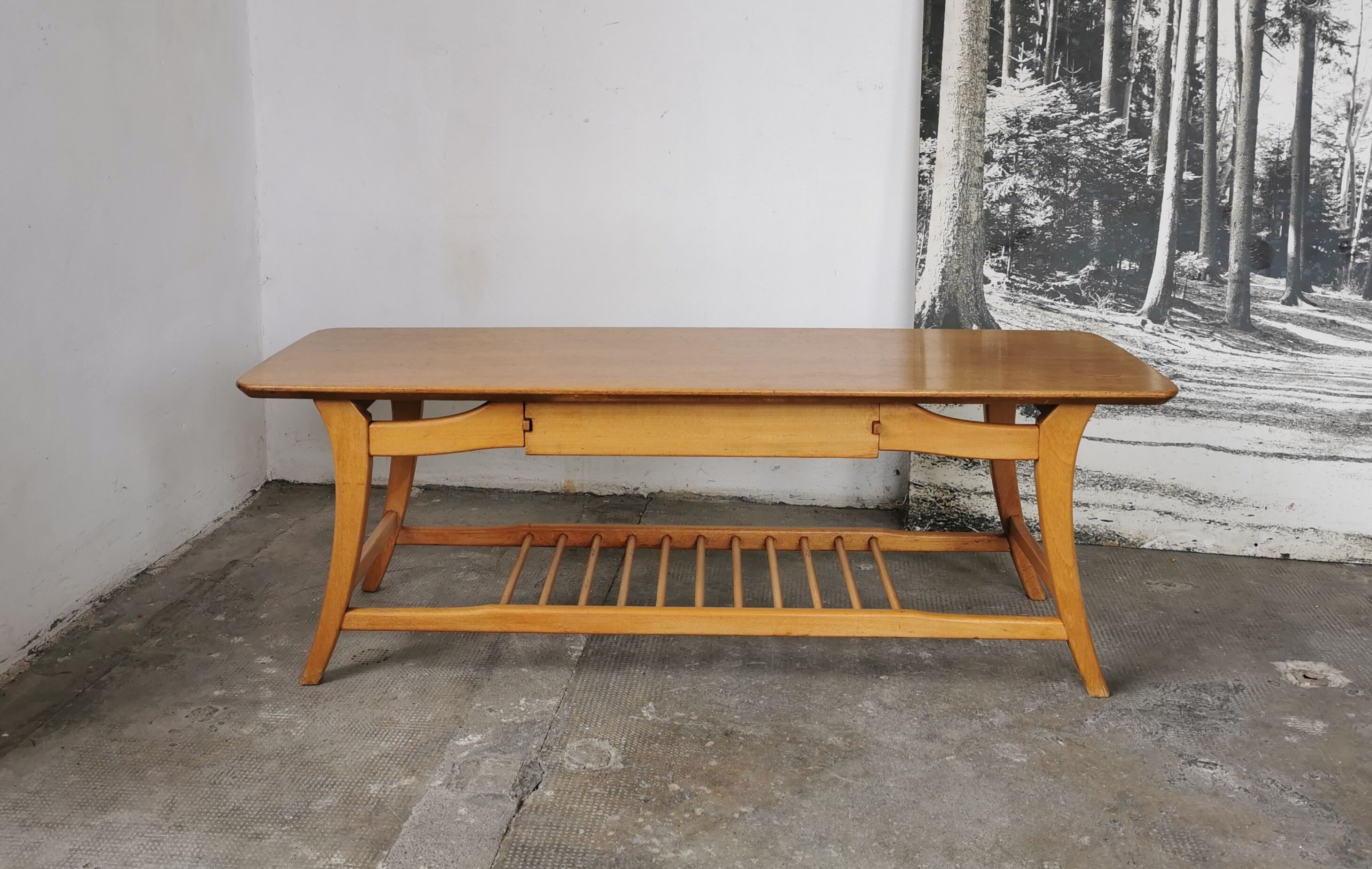 Scandinavian coffee table in blond wood