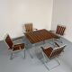 Vintage folding garden set table 4 chairs wood and metal 1960
