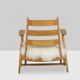 Pair of “lounge” armchairs in blond beech. 1950s
