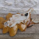 Dish or large empty pocket in flamed ceramic with bird motif