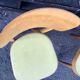 Paire de chaises Baumann en bois et skaÏ jaune vintage