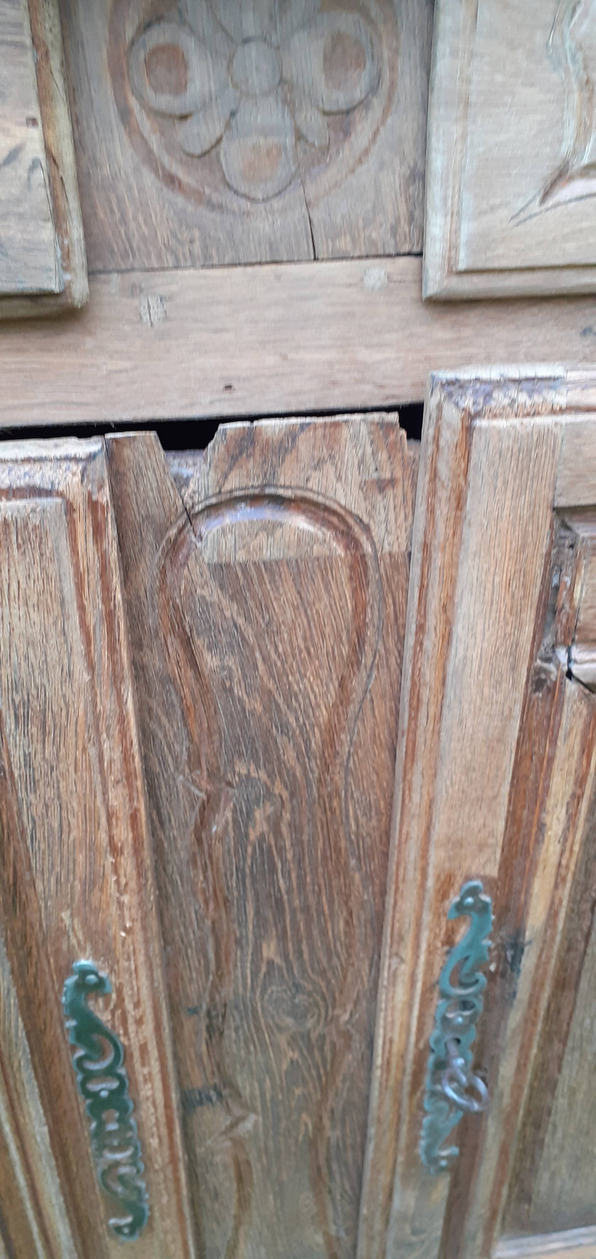 Country sideboard 2 doors 2 drawers solid oak old raw wood