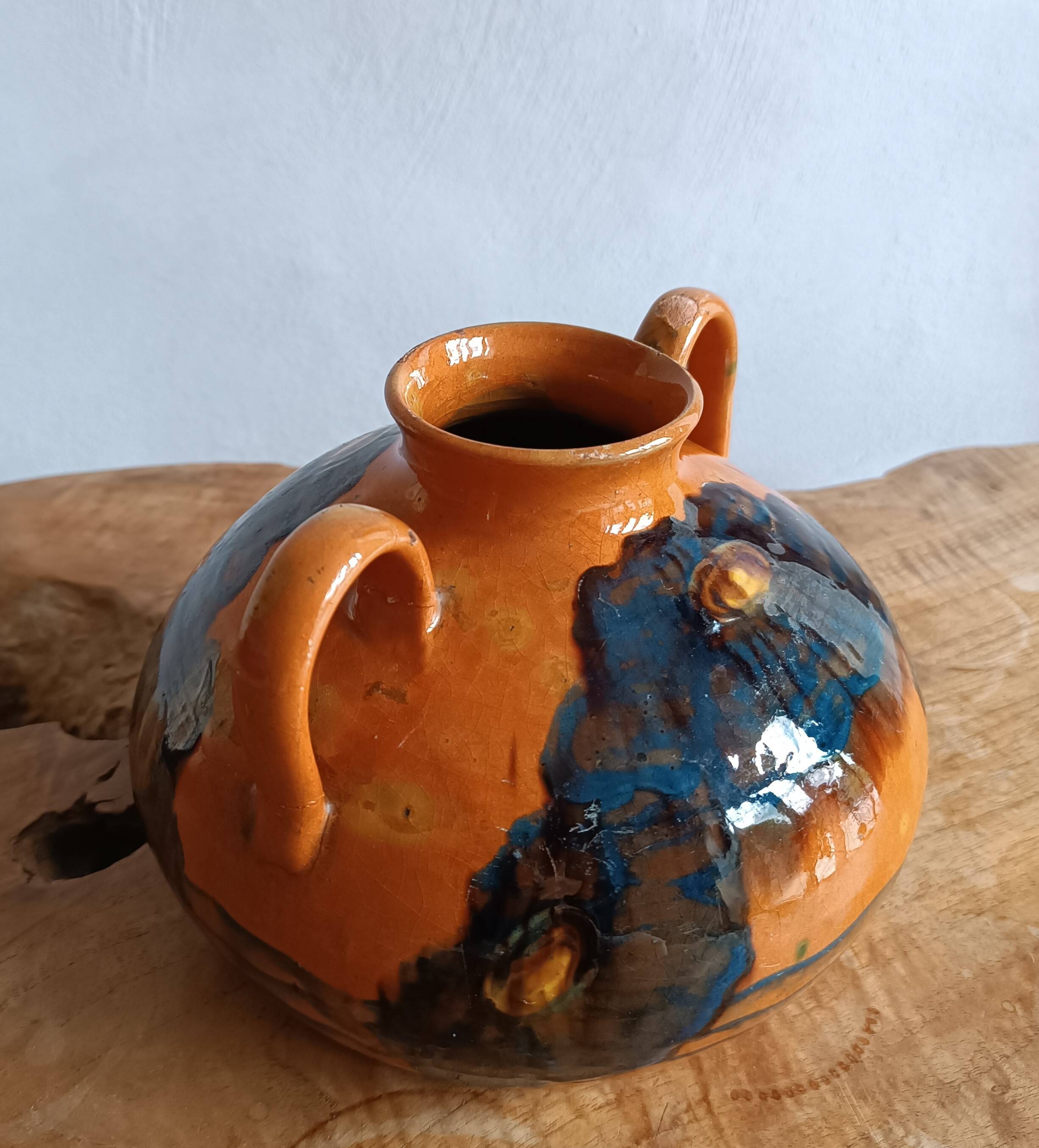 Emile SIMONOD (1893-1977) Glazed ceramic vase with handles Savoie France