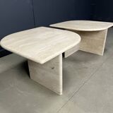 Pair of vintage travertine coffee tables or side tables, 1970s