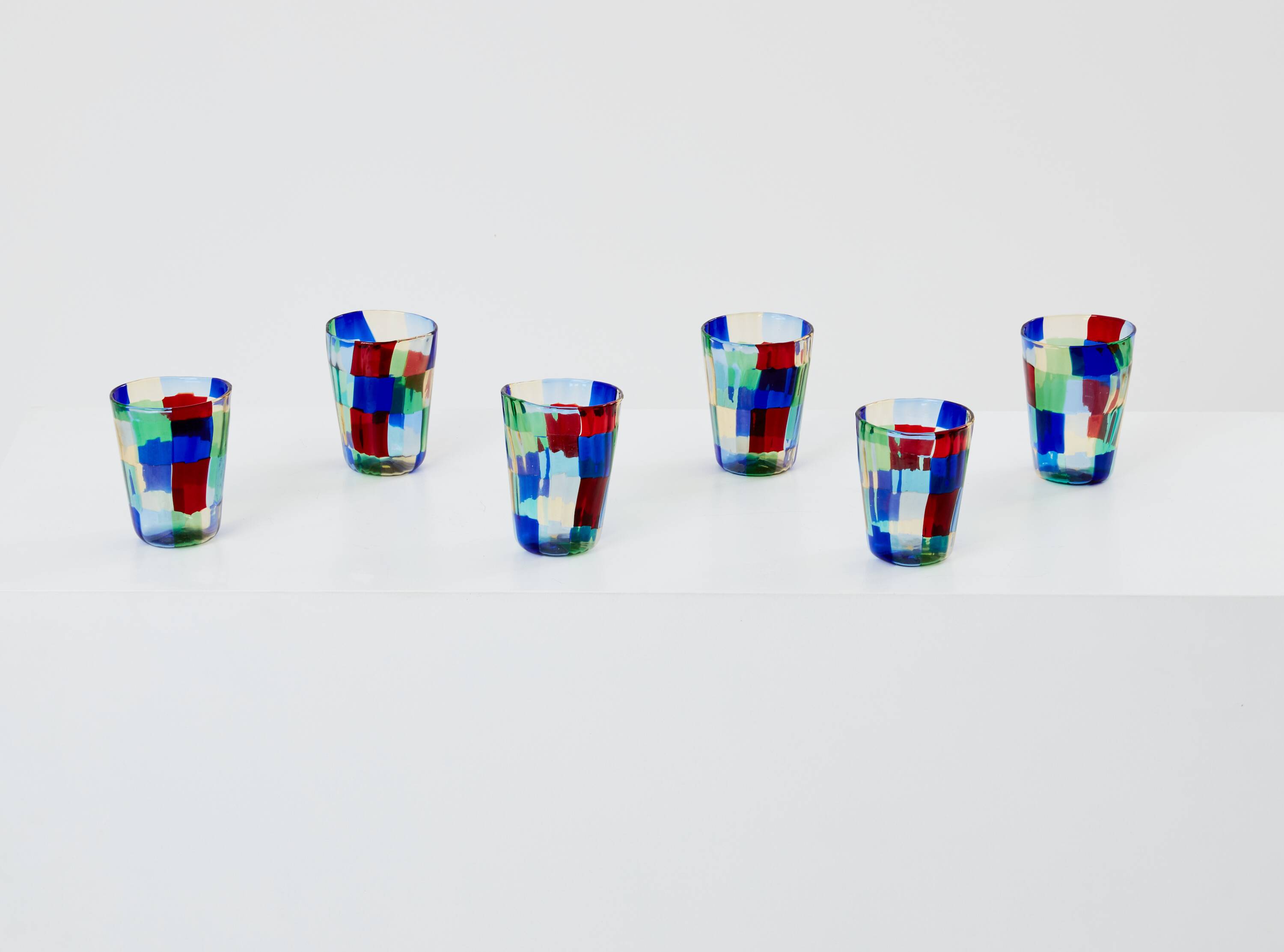 Set of 6 Italian Murano glass goblets circa 1980 murano