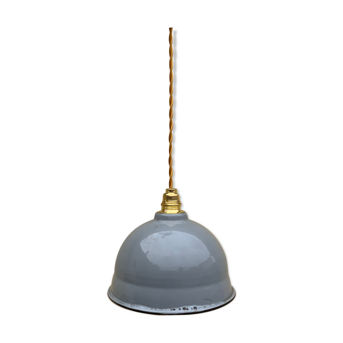 Domed dome suspension in gray and white enamelled sheet metal 18th new electrification