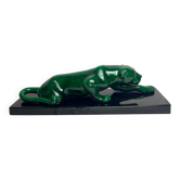 Art déco, sculpture panthère céramique verte vers 1930